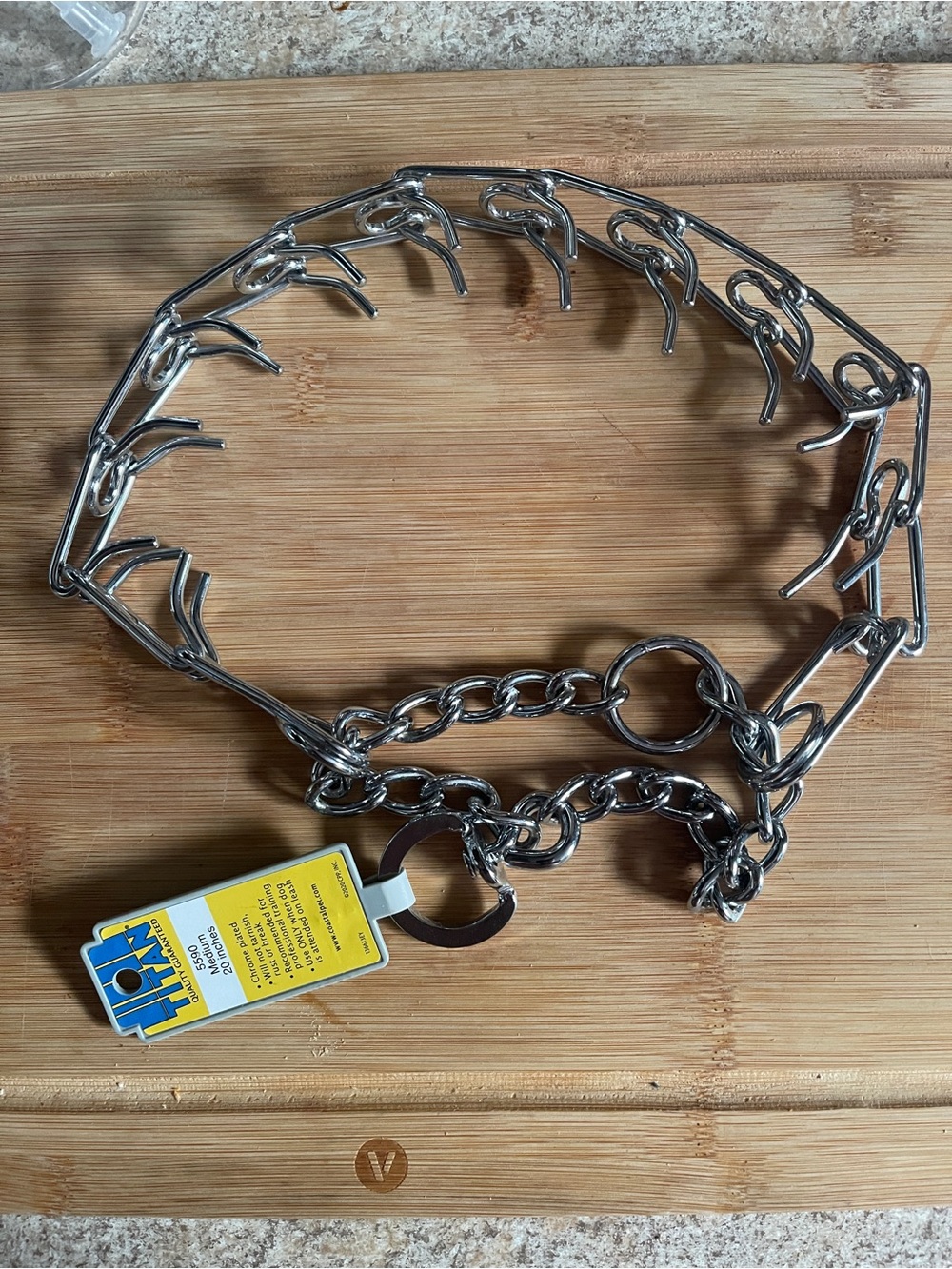 Titan 5590 Medium 20” Chrome Dog Prong Training Collar NWT
